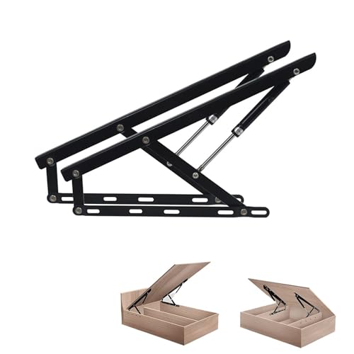 Suixtil 2er Set Hydraulische Klappenbeschläge für Betten mit Gasdruckdämpfer & Softclose – Hochstellstütze, Deckelstütze(610mm) von Suixtil
