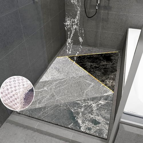Suixtil Anti-Rutsch-Duschmatte Duschmatte Anti-Rutsch Soft & Comfortable PVC Marble Pattern Bathroom Mat Highly Permeable(Grau 1,130x150cm) von Suixtil