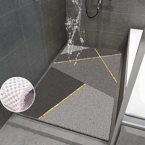 Suixtil Anti-Rutsch-Duschmatte Duschmatte Anti-Rutsch Soft & Comfortable PVC Marble Pattern Bathroom Mat Highly Permeable(Grau 2,90x120cm) von Suixtil