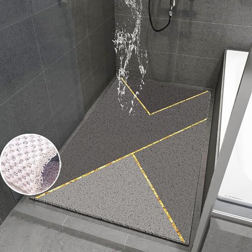 Suixtil Anti-Rutsch-Duschmatte Duschmatte Anti-Rutsch Soft & Comfortable PVC Marble Pattern Bathroom Mat Highly Permeable(Grau 5,120x120cm) von Suixtil