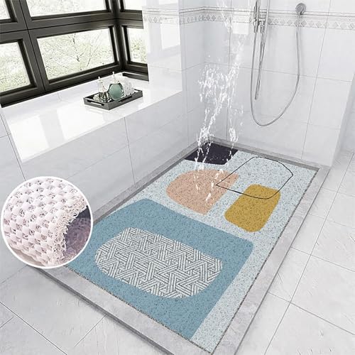 Suixtil Anti-Rutsch-Duschmatte Modernes Badezimmer Anti-Rutsch PVC Anti-Rutsch-Duschmatte, Wasserdurchlässig(Morandi7,120X140CM) von Suixtil
