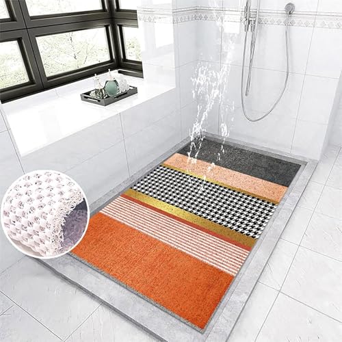Suixtil Antirutsch-Duschmatte Ginkgo biloba-Muster Antirutsch-Duschmatte mit Haken Antirutsch-Badematte Weiches und bequemes PVC Antirutsch-Duschmatte Hochdurchlässig(Farbe 1,75x150cm) von Suixtil