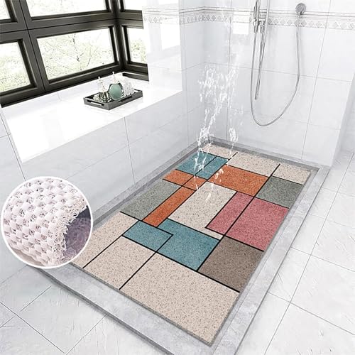 Suixtil Antirutsch-Duschmatte Ginkgo biloba-Muster Antirutsch-Duschmatte mit Haken Antirutsch-Badematte Weiches und bequemes PVC Antirutsch-Duschmatte Hochdurchlässig(Farbe 10,40x80cm) von Suixtil