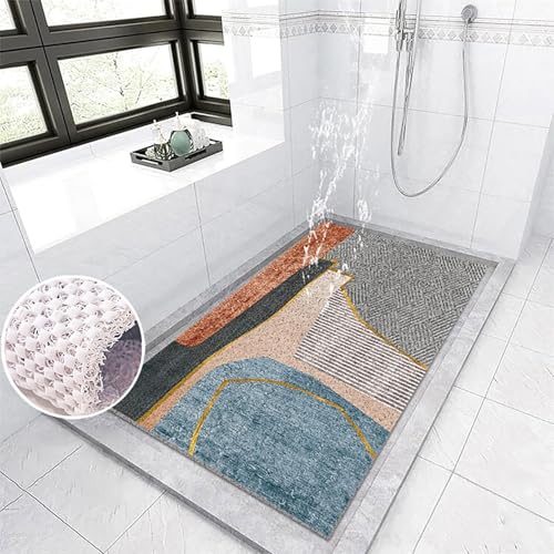 Suixtil Antirutsch-Duschmatte Ginkgo biloba-Muster Antirutsch-Duschmatte mit Haken Antirutsch-Badematte Weiches und bequemes PVC Antirutsch-Duschmatte Hochdurchlässig(Farbe 2,40x80cm) von Suixtil