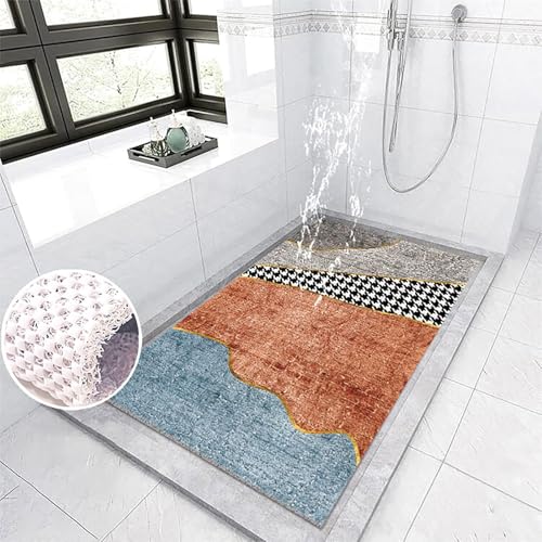 Suixtil Antirutsch-Duschmatte Ginkgo biloba-Muster Antirutsch-Duschmatte mit Haken Antirutsch-Badematte Weiches und bequemes PVC Antirutsch-Duschmatte Hochdurchlässig(Farbe 4,40x80cm) von Suixtil