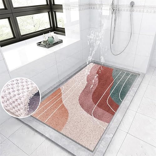 Suixtil Antirutsch-Duschmatte Ginkgo biloba-Muster Antirutsch-Duschmatte mit Haken Antirutsch-Badematte Weiches und bequemes PVC Antirutsch-Duschmatte Hochdurchlässig(Farbe 6,80x80cm) von Suixtil