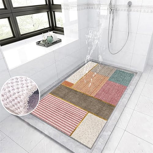 Suixtil Antirutsch-Duschmatte Ginkgo biloba-Muster Antirutsch-Duschmatte mit Haken Antirutsch-Badematte Weiches und bequemes PVC Antirutsch-Duschmatte Hochdurchlässig(Farbe 7,60x80cm) von Suixtil