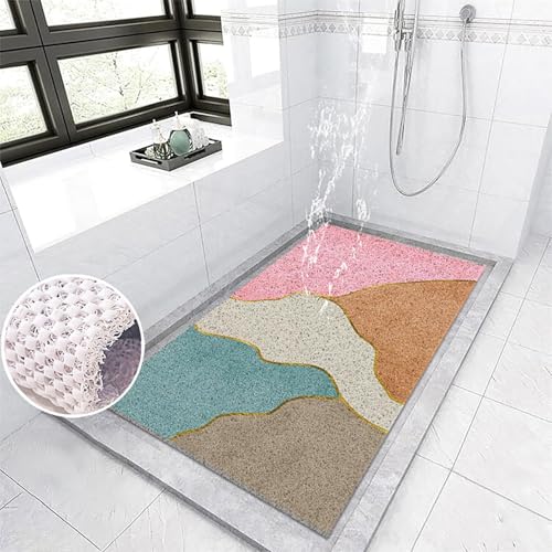 Suixtil Antirutsch-Duschmatte Ginkgo biloba-Muster Antirutsch-Duschmatte mit Haken Antirutsch-Badematte Weiches und bequemes PVC Antirutsch-Duschmatte Hochdurchlässig(Farbe 8,40x80cm) von Suixtil