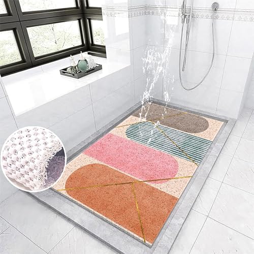 Suixtil Antirutsch-Duschmatte Ginkgo biloba-Muster Antirutsch-Duschmatte mit Haken Antirutsch-Badematte Weiches und bequemes PVC Antirutsch-Duschmatte Hochdurchlässig(Farbe 9,90x150cm) von Suixtil