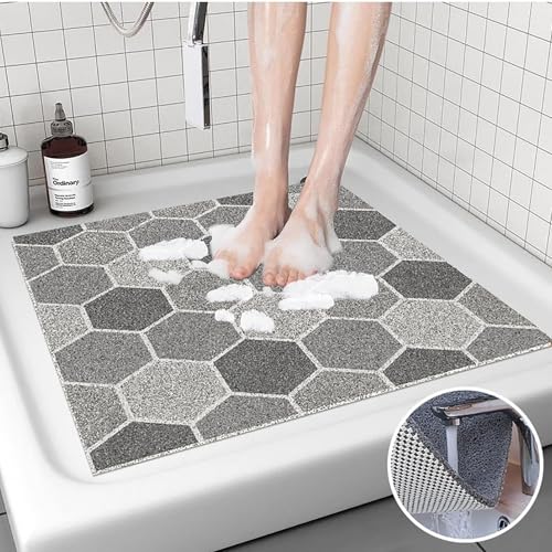 Suixtil Antirutschmatte für das Badezimmer Duschmatte Weiche und Bequeme PVC-Antirutschmatte mit Buntem Muster, hochdurchlässig(Grey,70x120 cm) von Suixtil