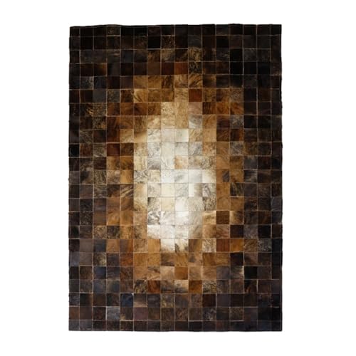Suixtil Designer Fellteppich Patchwork Rindsleder Echtleder Runde Rindsleder Teppiche Dick und Strapazierfähig Leicht zu reinigen Kaminteppich Minimalistischer Fellteppich(160x230cm) von Suixtil