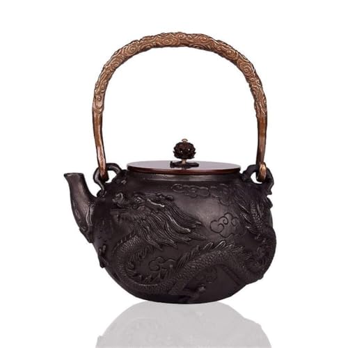 Suixtil Gusseiserne Teekanne „Longfeng Chengxiang“ Gusseiserner Topf Japanischer Eisentopf Antiker Eisentopf Teekanne Wasserkocher 1,2 l(A) von Suixtil