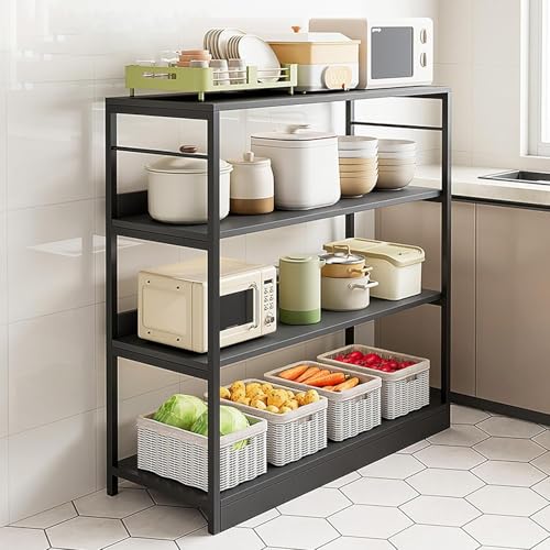 Suixtil Küchenregal mit Arbeitsplatte & Großer Lagerkapazität - Mehrschichtiges Standregal für Töpfe, Ofen & Mikrowelle (Multifunktional & Platzsparend)(Schwarz,120 * 35 * 120cm) von Suixtil