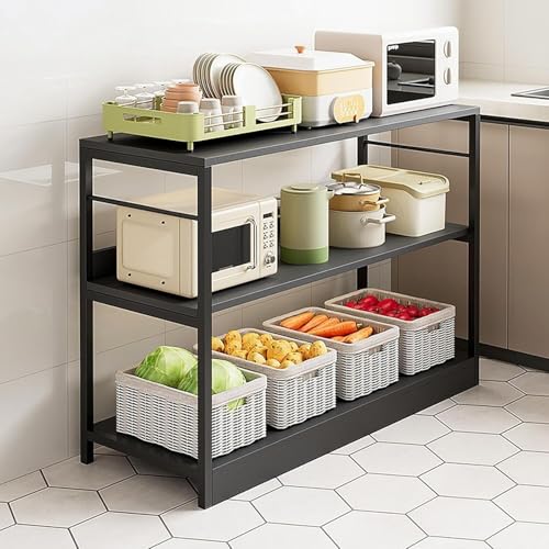 Suixtil Küchenregal mit Arbeitsplatte & Großer Lagerkapazität - Mehrschichtiges Standregal für Töpfe, Ofen & Mikrowelle (Multifunktional & Platzsparend)(Schwarz,120 * 35 * 80cm) von Suixtil