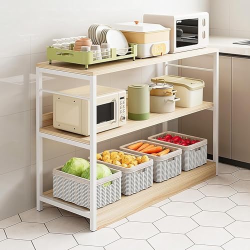 Suixtil Küchenregal mit Arbeitsplatte & Großer Lagerkapazität - Mehrschichtiges Standregal für Töpfe, Ofen & Mikrowelle (Multifunktional & Platzsparend)(Weiß,80 * 35 * 80cm) von Suixtil