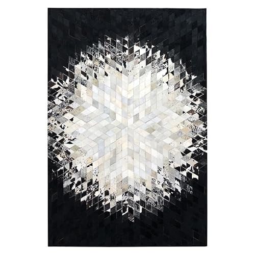 Suixtil Kuhfellteppich Weiche runde Kuhfellteppiche Hochwertige Verarbeitung Anti-Stress Kaminteppich Minimalistischer Fellteppich Großer handgefertigter Kuhfellteppich for Wohnzimmer(160cmx230cm) von Suixtil