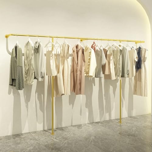 Suixtil Metallgarderobenständer für Bekleidungsgeschäfte, Moderne Wandgarderobenständer, goldene Garderobenständer für Einzelhandelsgeschäfte(Length 250CM) von Suixtil