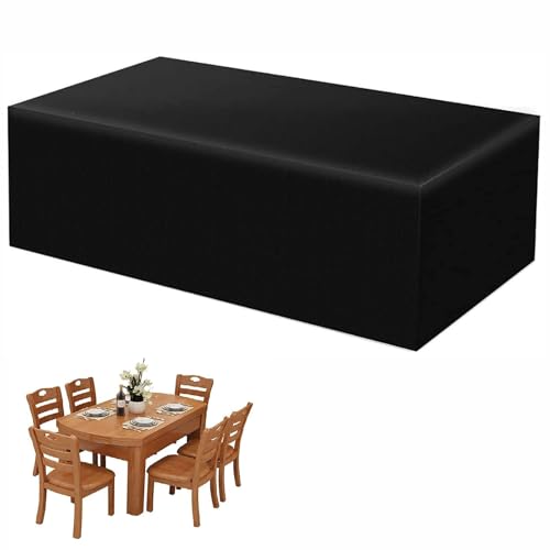 Suixtil Rechteckige Gartenmöbelabdeckung, Terrassenmöbelabdeckung, wasserdicht, Winddicht, staubdicht, UV-beständig, 420D Oxford Fabric Protector - Schwarz von Suixtil