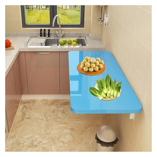 Suixtil Wandmontierter Klapptisch – platzsparender Klappschreibtisch for kleine Räume, ideal for Waschküche, Arbeitszimmer oder Schlafzimmer, weißes Finish(Blau,90x50cm/35x20in) von Suixtil