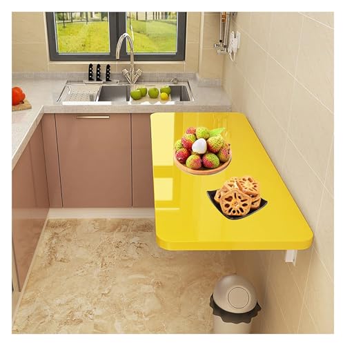 Suixtil Wandmontierter Klapptisch – platzsparender Klappschreibtisch for kleine Räume, ideal for Waschküche, Arbeitszimmer oder Schlafzimmer, weißes Finish(Gelb,80x50cm/31x20in) von Suixtil