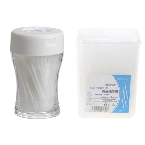 Zahnstocher in Lebensmittelqualität, 200 Stück - Doppelkopf-Interdental-Zahnstocher für Zahnzwischenraum-Pflege(Weiss/opulenter Garten) von Suixtil