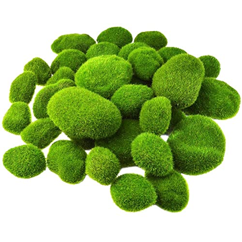 Sujurio 32PCS 5 GrößE KüNstliche Moosfelsen Dekorative GrüNe Mooskugeln GefäLschtes Moosdekor für Blumenarrangements GäRten von Sujurio