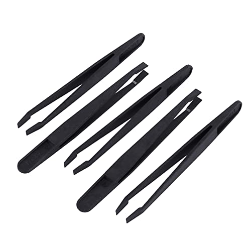 Sujurio 5 Stueck Manuelle Werkzeug Schwarz Plastik Flache Spitze Antistatisch Pinzette 12Cm von Sujurio