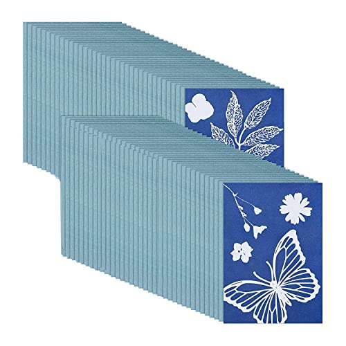 Sujurio 73 StüCk Sun Print Paper Cyanotype Paper Kit, Solar Drawing Paper Sensitivity Nature Printing Paper von Sujurio