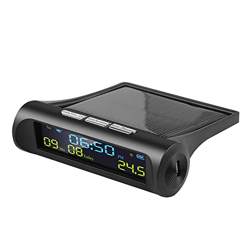 Sujurio Auto Solar Digitaluhr mit LCD Zeit Datum In-Car Temperaturanzeige für Outdoor Persönliche Autoteil Dekoration A von Sujurio