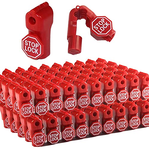 Sujurio Peg Hook Lock Stop Lock 100 Stück Kunststoff Rot Stop Lock Anti-Diebstahl Schloss Einzelhandel Pin Haken Display Hakenschloss von Sujurio