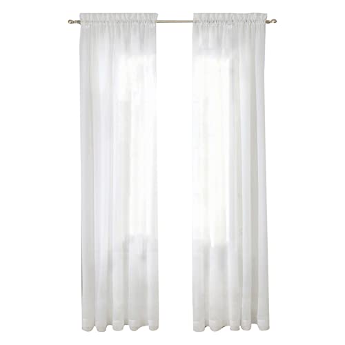 Sujurio Transparente Fenstervorhänge, 228 cm lang, 2 Paneele, durchscheinende weiße Vorhänge, einfache Stangentaschen-Panel von Sujurio