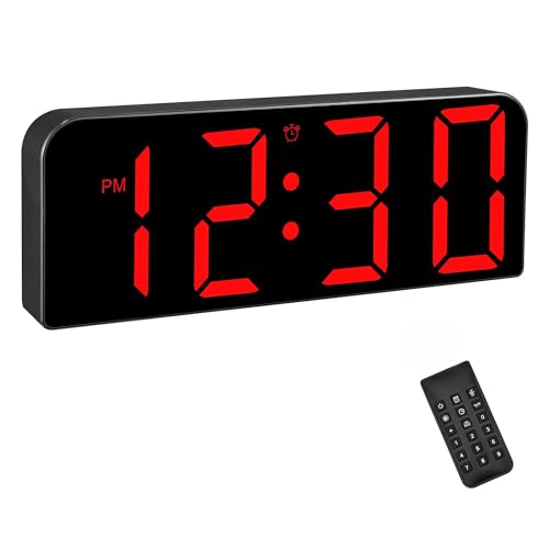 Sukeen Digitaler Wanduhr-Wecker mit Fernbedienung, Digitaluhr mit großer Ziffernanzeige,Schlummerfunktion,12/24Hr geräuschloseTischuhr fürWohnzimmer/Garage/Schule/Lager/Schlafzimmer-Rote Ziffern Sukeen Digitaler Wanduhr-Wecker mit Fernbedienung, Digitaluhr mit großer Ziffernanzeige,Schlummerfunktion,12/24Hr geräuschloseTischuhr fürWohnzimmer/Garage/Schule/Lager/Schlafzimmer-Rote Ziffern von Sukeen