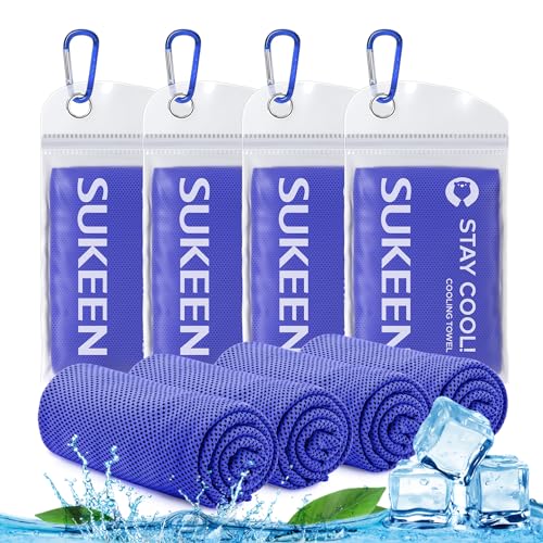 Sukeen Kühlhandtuch Kühltuch 4er-Pack (101,6 x 30,5 cm),Kühlende Tücher für Sport Cooling Towel Kühltuch Hals Kühles Handtuch Kühlendes Handtuch Tennis Handtuch Gym Handtuch Cool Towel für Fitness von Sukeen