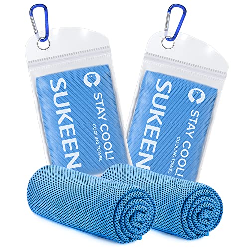 Sukeen Kühltuch 2er Set, 100 x 30 cm Cooling Towel Handtuch kühlend Mikrofaser, Kühlendes Handtuch, Gym Handtuch, Eiskalt Kühlen Handtuch Für Fitness Gym Golf Yoga Laufen Sports Wandern von Sukeen