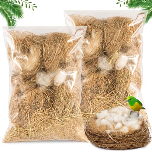 Sukh Vogelnistmaterial – Vogelnester Einstreu Kolibri Nistmaterial Mischen Kanarienvogel Nistmaterial Finken Nistmaterial Sittich Nistmaterial für Käfig, Gärten, Baumstämme (80 g) von Sukh