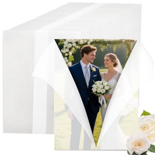 Sukh Vorgefaltetes Pergamentpapier, 30 Stück, vorgefaltete Pergamenthüllen für 12,7 x 17,8 cm große Einladungen, durchscheinende Papierhüllen für Hochzeitseinladungen von Sukh