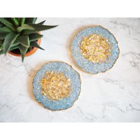 Dusty Blue Geode Resin Untersetzer, Untersetzer Set, Geschenke Für Zuhause, Platzsets von SukiSaburDesigns