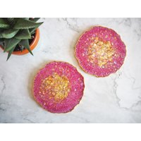Fuchsia Geode Resin Untersetzer, Geschenke Für Zuhause, Platzsets, Untersetzer Set, Rosa Home Dekor von SukiSaburDesigns