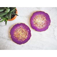 Lila Geode Harz Untersetzer, Untersetzer Set, Leuchtend Lila Geschenke Für Zuhause, Platzsets von SukiSaburDesigns