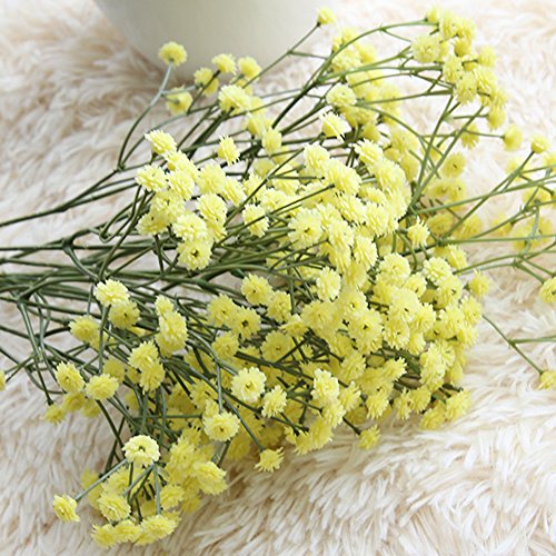 Sukisuki Gypsophila Künstliche Blumen, Blumensträuße, Party, Hochzeit, Brautschmuck, Heimdekoration (1 Stück) (gelb) von Sukisuki