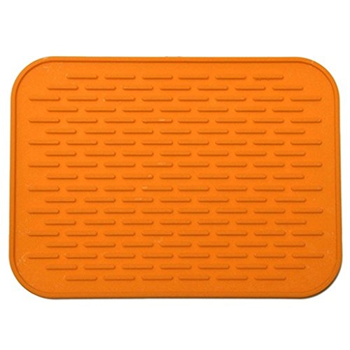 Sukisuki Silikon Wärmedämmung Matte Rutschfest flexibel Geschirr Matte für warmen Gerichten für Topf Pad Halter Küche Werkzeug orange Orange 21cm x 15cm von Sukisuki