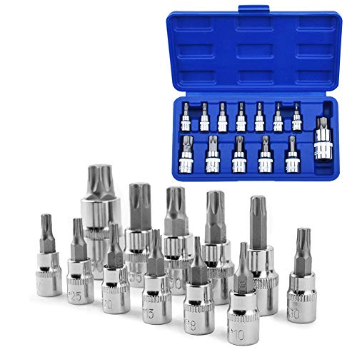 Sukudon 13-teiliges Torx Steckschlüssel Satz Torx Nüsse Steckschlüssel Satz T8-T70 S2 Stahl Torx Bits Nüsse Steckschlüssel Werkzeug von Sukudon