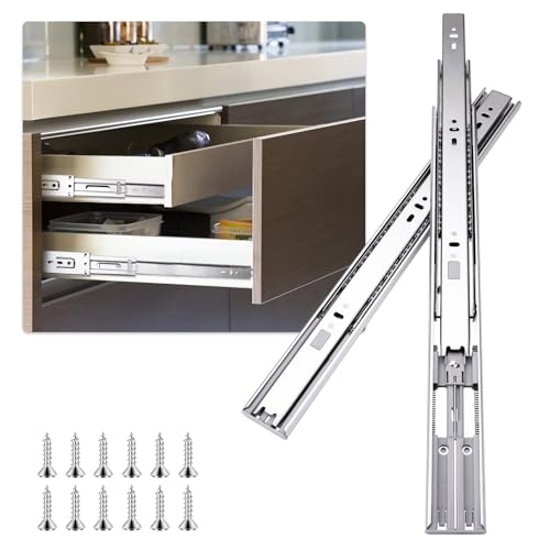 Schubladenschienen, 50 cm, sanft schließend, 6 Paar (12 Stück), Vollauszug, Kugellager, 3-fach faltbar, volle Dehnung, seitliche Montage, Schubladenschienen, 45,4 kg Kapazität, Silber von Sulawskys