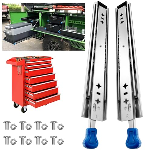 Schubladenschienen, 62.5 cm, Vollauszug mit Schloss, Schwerlast Schubladenauszug, seitliche Montage, Kugellager, 113,4 kg Tragkraft,1 Paar (2 Stück) von Sulawskys