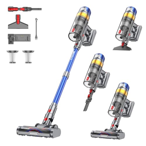 Sulean X8 Akku Staubsauger 48000Pa/580W/70Mins, Staubsauger Kabellos Freistehend mit Smart Display, Akkustaubsauger mit 1.6L Staubbehälter, Anti-Tangle-Bodenbürste, für Hartböden Teppiche Tierhaare von Sulean