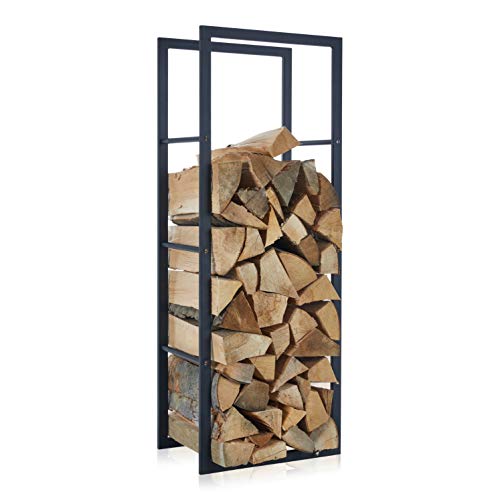 SULENO - Kaminholzregal CARDIFF, robustes Stahl-Holzregal für Brennholz, langlebig und schick, Kaminholzregal für Innen und Außen, 44,5 x 30 x 118 cm von Suleno