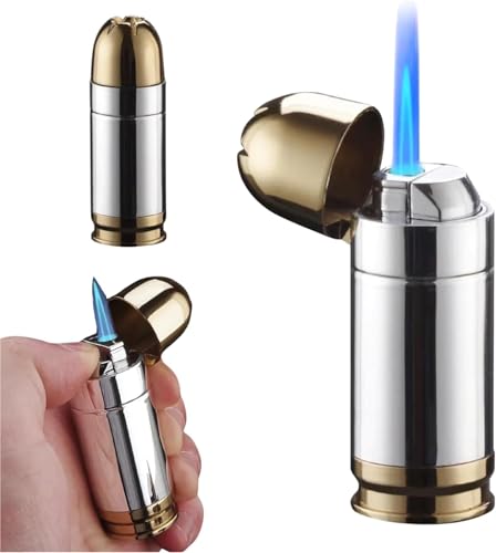 Kugelförmiges Fackelfeuerzeug, 3 Zoll, Blaue Flamme, nachfüllbar mit Butan, mit Flaschenöffner, Silber und Gold von Sullosing