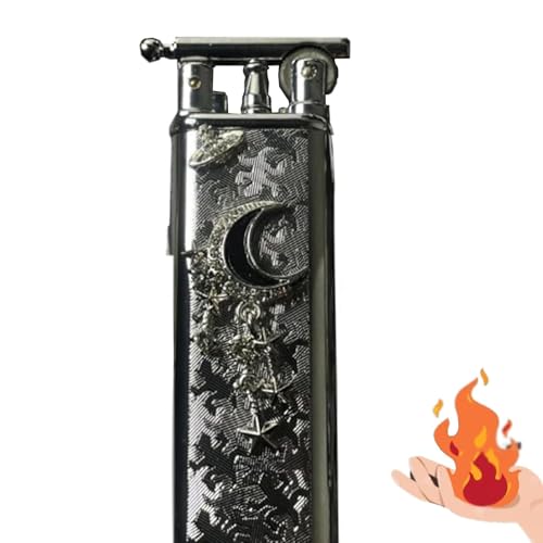 Vintage-Feuerzeug mit Schleifscheibe, verstellbares und nachfüllbares aufblasbares Butan-Fackelfeuerzeug aus Metall für Kerzen, Outdoor-Camping (Butan nicht im Lieferumfang enthalten)(D) von Sullosing
