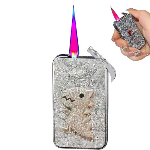 Winddichtes, mit Diamanten eingelegtes Hand-Strasssteinzeug, winddichtes Butan-Fackelfeuerzeug mit einstellbarer Flamme(Kraftstoff nicht im Lieferumfang enthalten)(I) von Sullosing