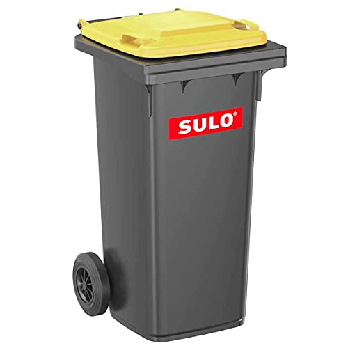 120 L Sulo Mülltonne, Farbe grau, Deckel gelb von Sulo
